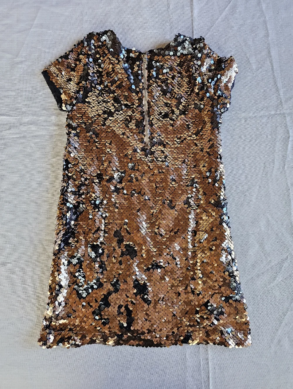 Gap Kids Mini Shift Dress Girls Small Copper & Navy Sequin Lined Cocktail Party